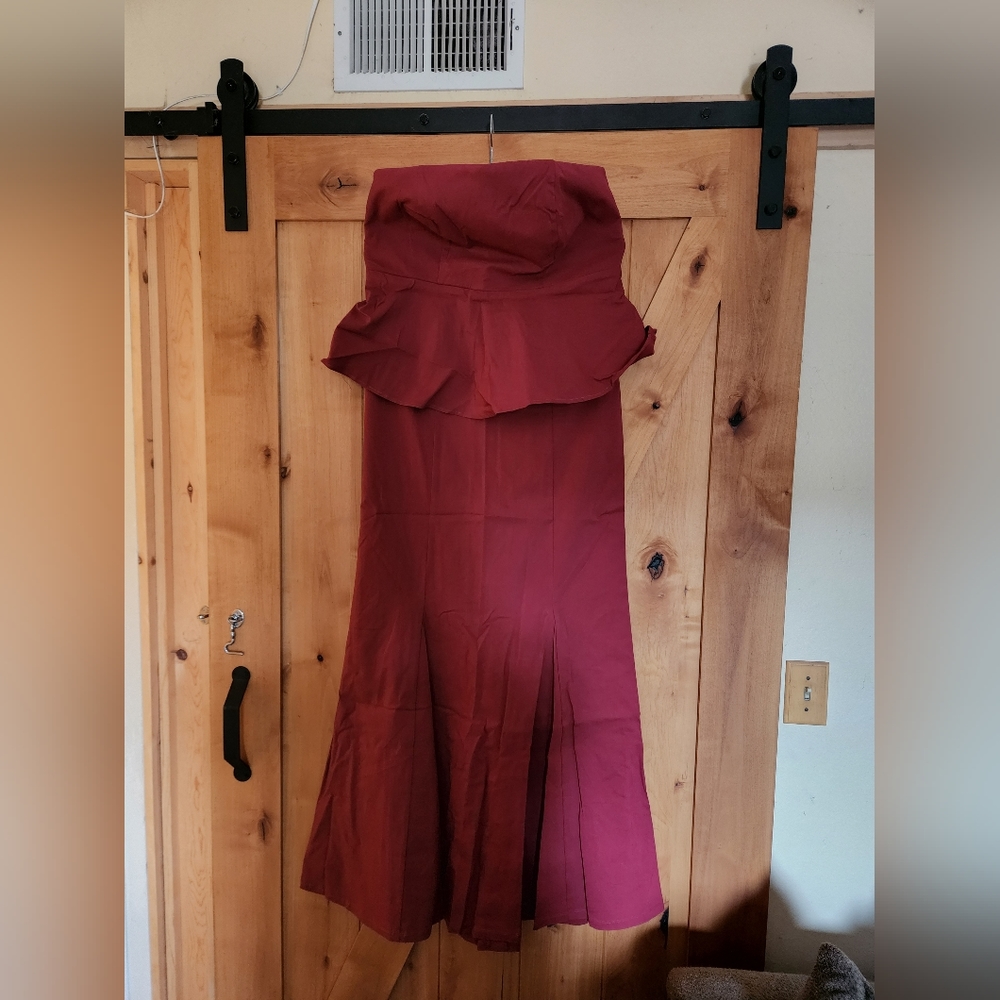 Burgundy red peplum dress